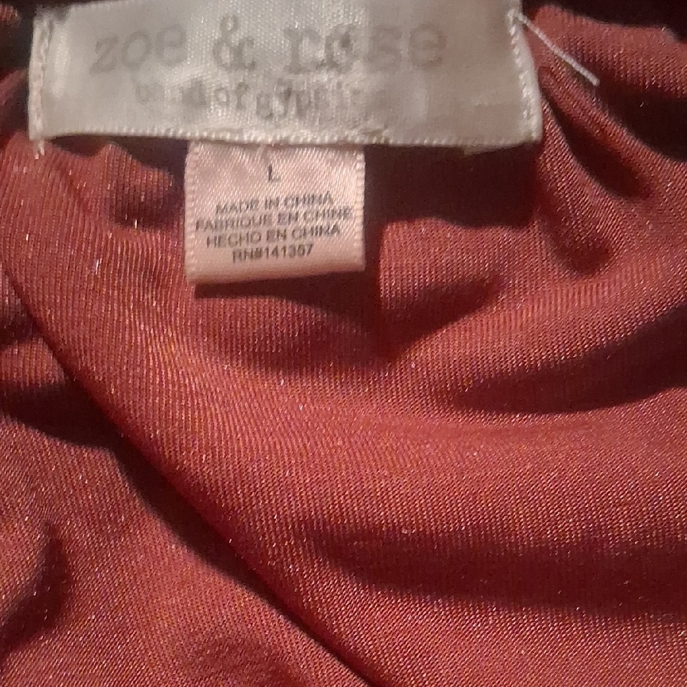 Elegant Red Velvet Top Size L – Zoe and Rose, Holiday Festive, Stretchy - Picture 4 of 6